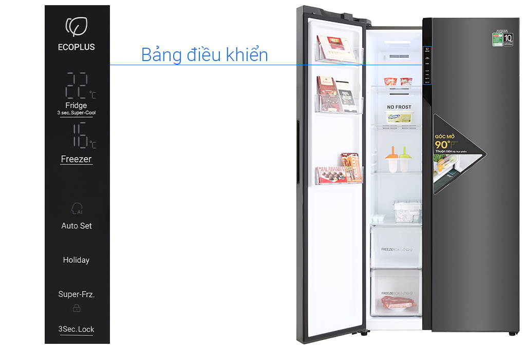 Tủ lạnh Aqua Inverter 541 lít Side By Side AQR-S541XA(BL)