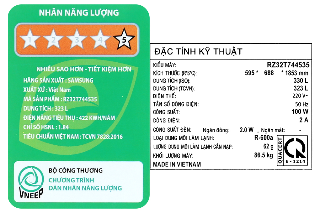 Tủ lạnh Samsung Inverter 323 lít Bespoke RZ32T744535/SV