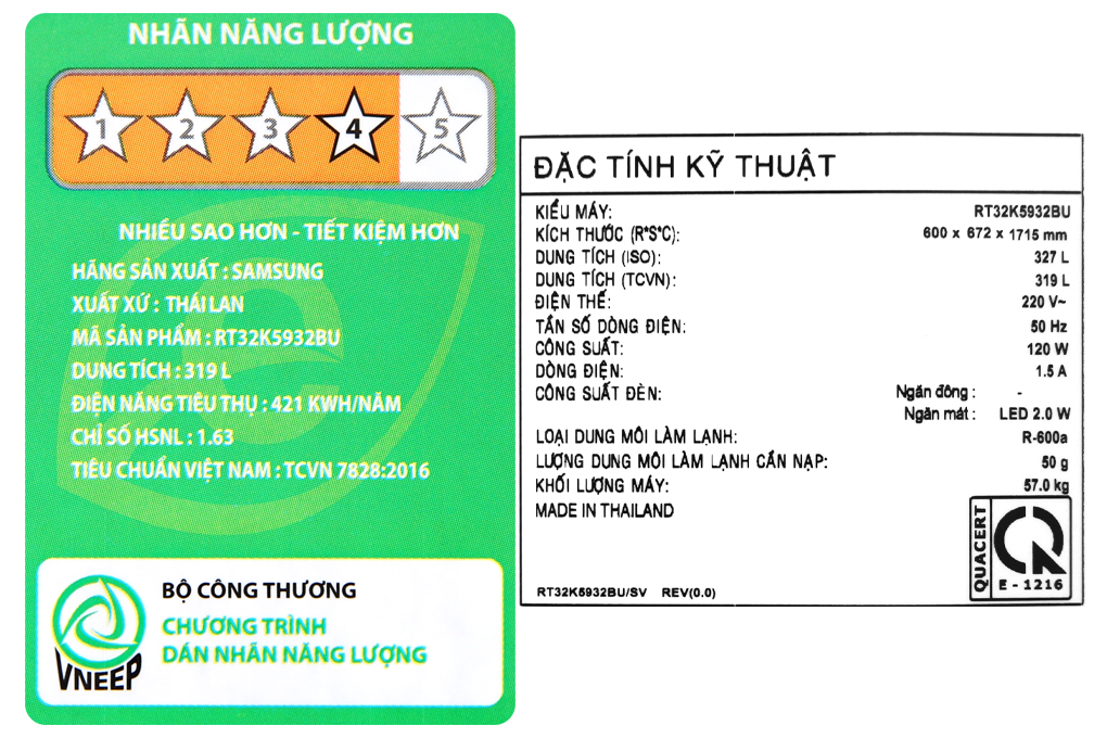 Tủ lạnh Samsung Inverter 300 lít RT32K5932BU/SV